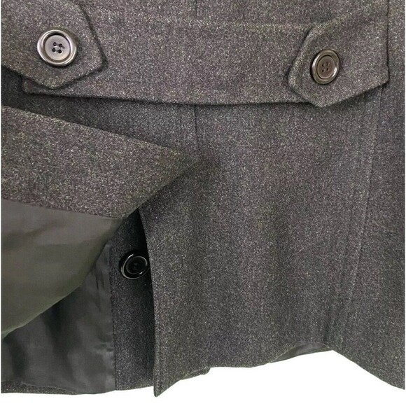 Anne Klein Wool Black Pea Coat Sz M Back Belt Single Breasted Lined - Picture 7 of 12